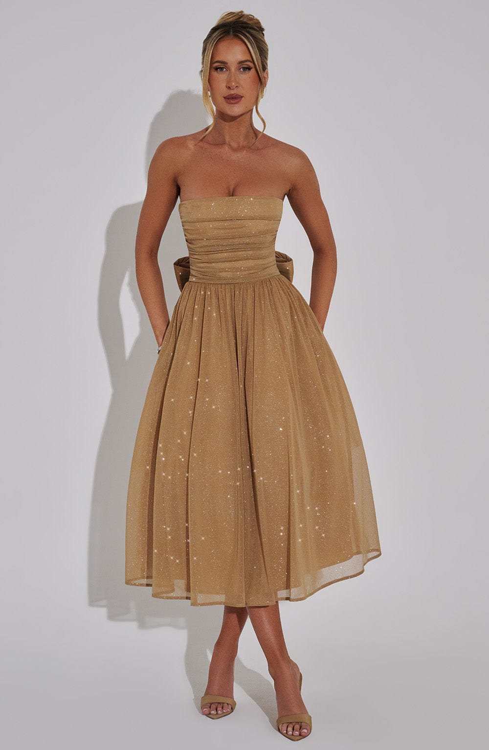 MALOU Midi Dress - Gold Sparkle