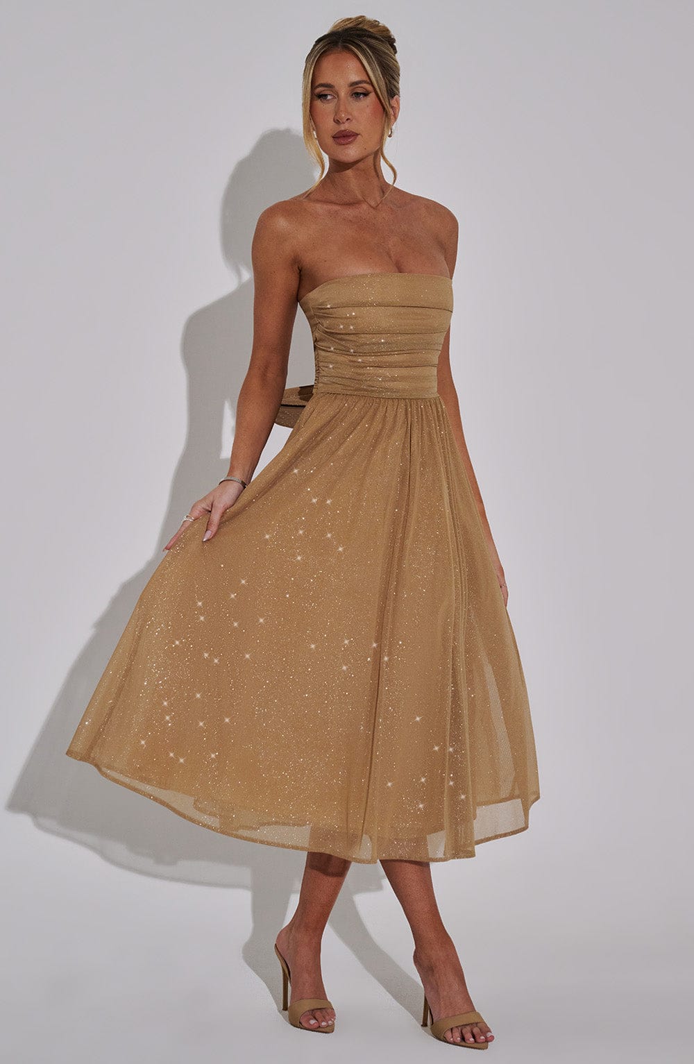 MALOU Midi Dress - Gold Sparkle