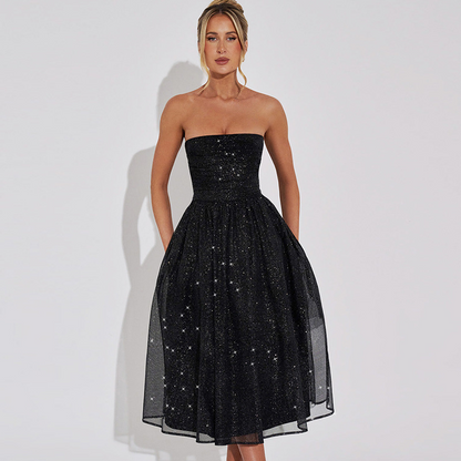 MALOU Midi Dress - Gold Sparkle