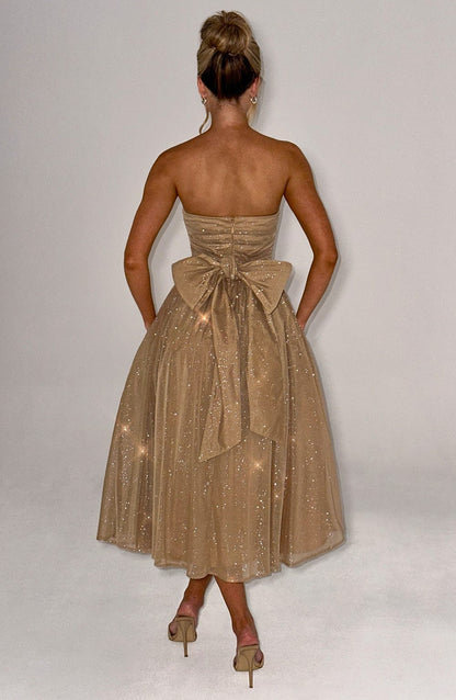 MALOU Midi Dress - Gold Sparkle