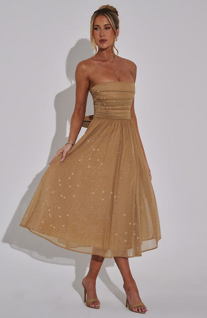 MALOU Midi Dress - Gold Sparkle