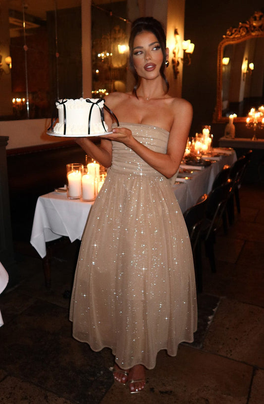 MALOU Midi Dress - Gold Sparkle